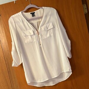 Express White Blouse with Zipper Detail